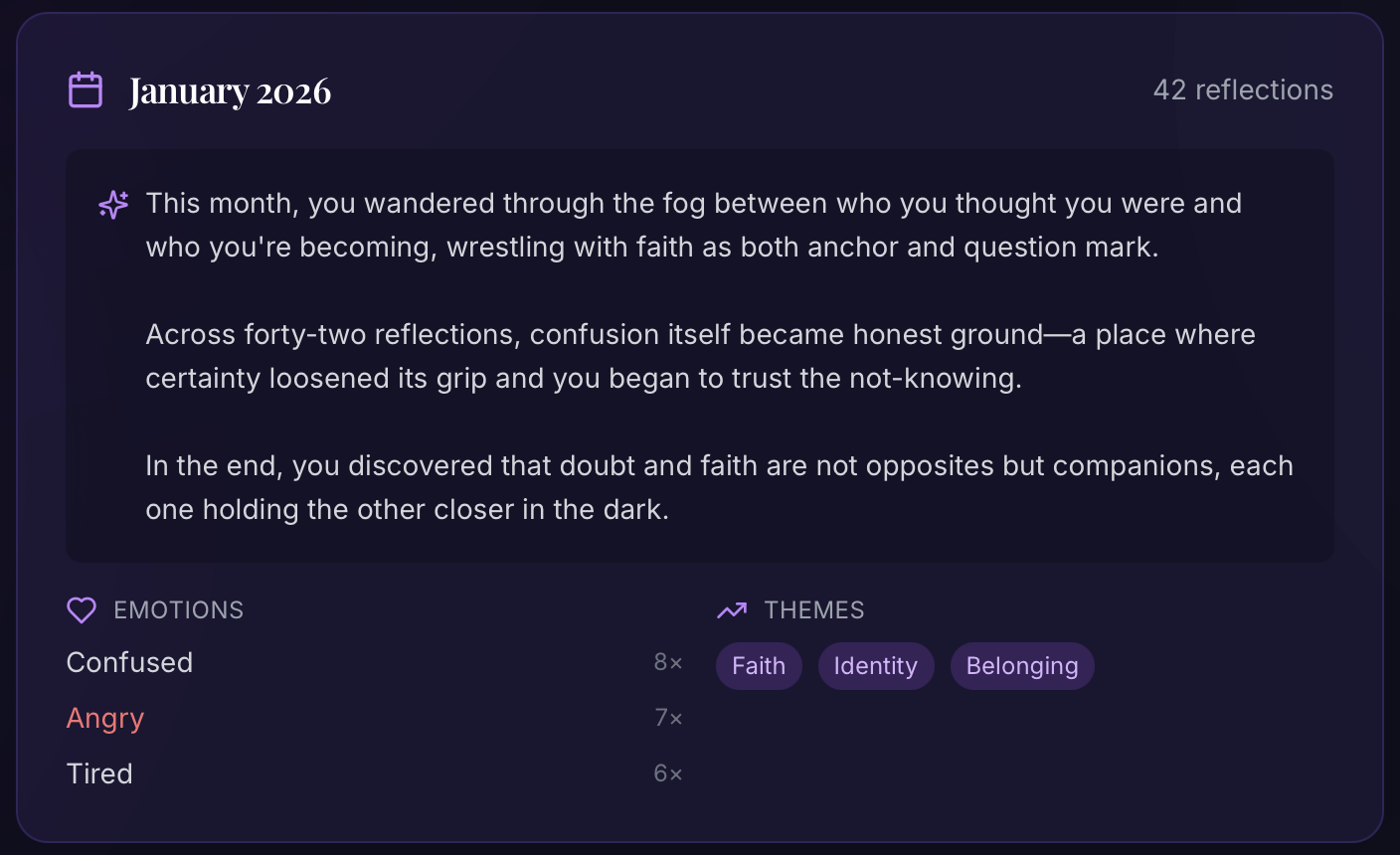 Monthly Snapshot - 3-line narrative arc
